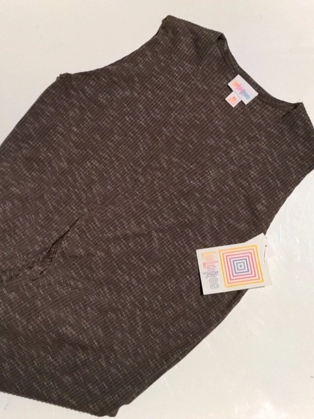 LuLaRoe Joy Vest XS NWT Ribbed Heather Brown